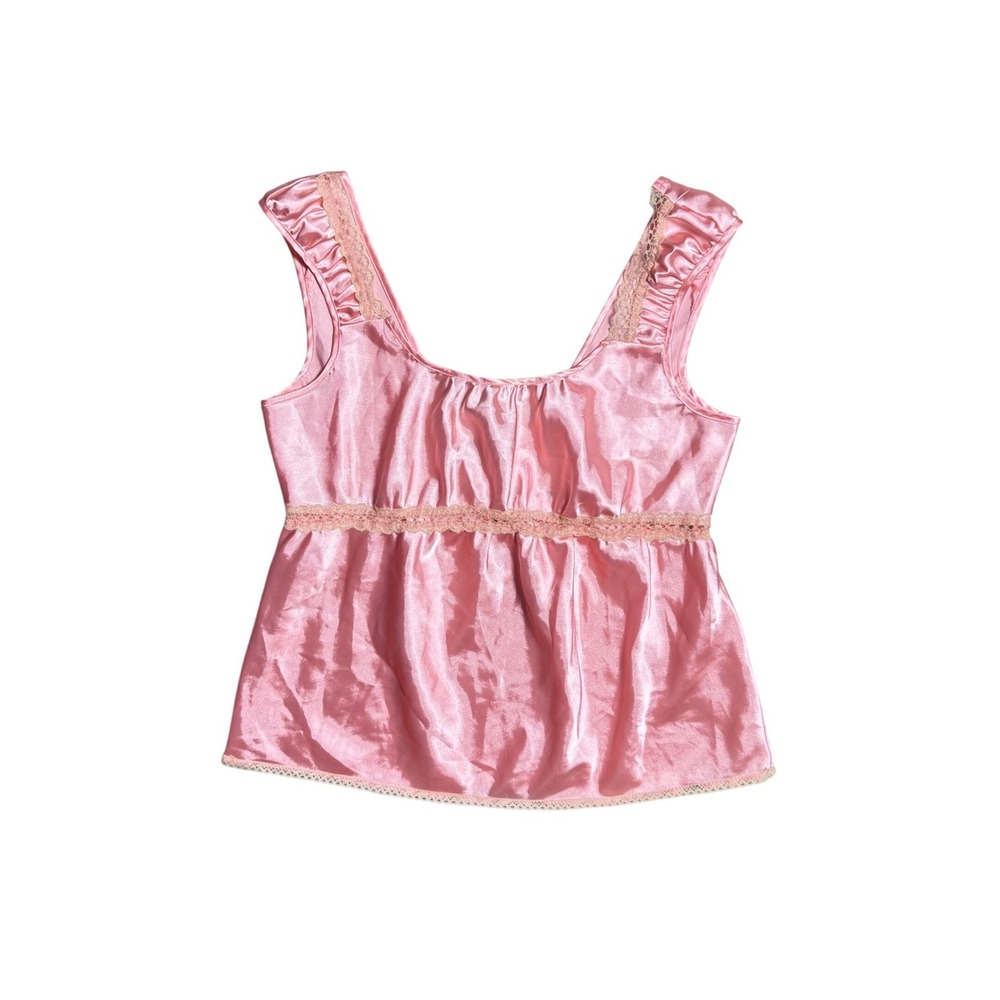 Bongo Vintage Pink Satin Babydoll Top